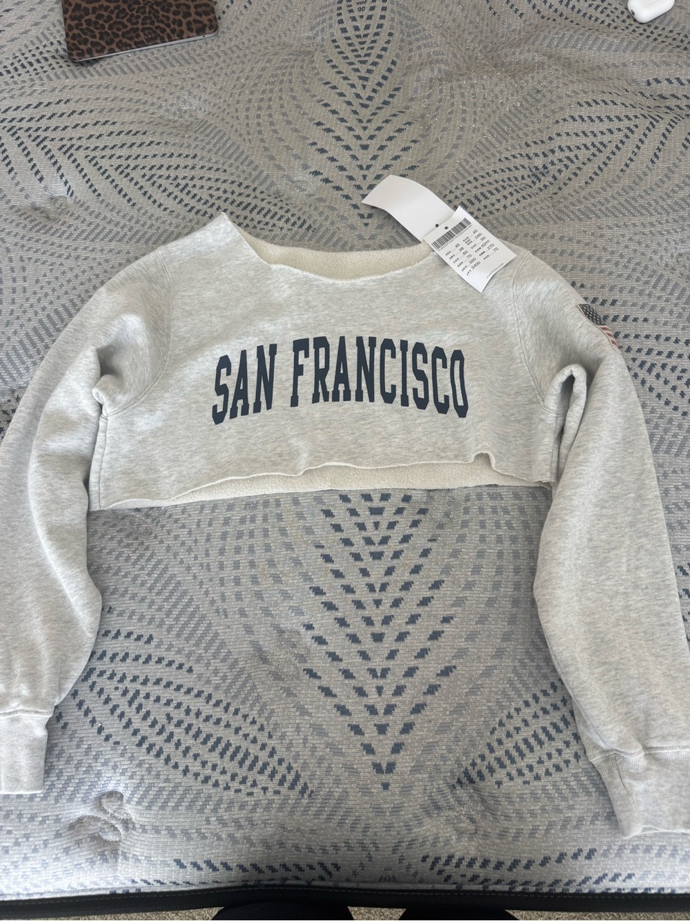 Brandy Melville Cropped Grey 'San Francisco' Sweatshirt NWT